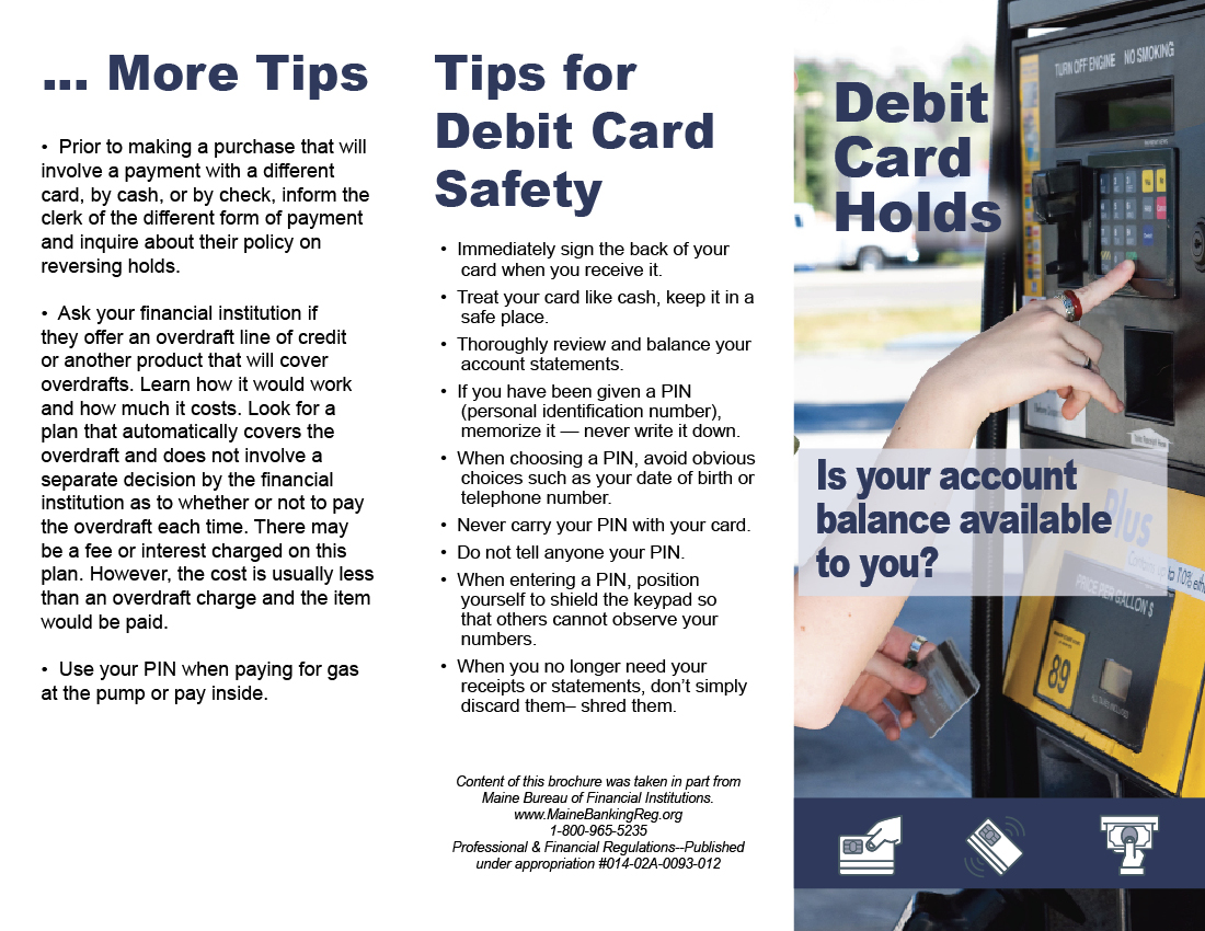 Brochure explaining Debit Card Hold