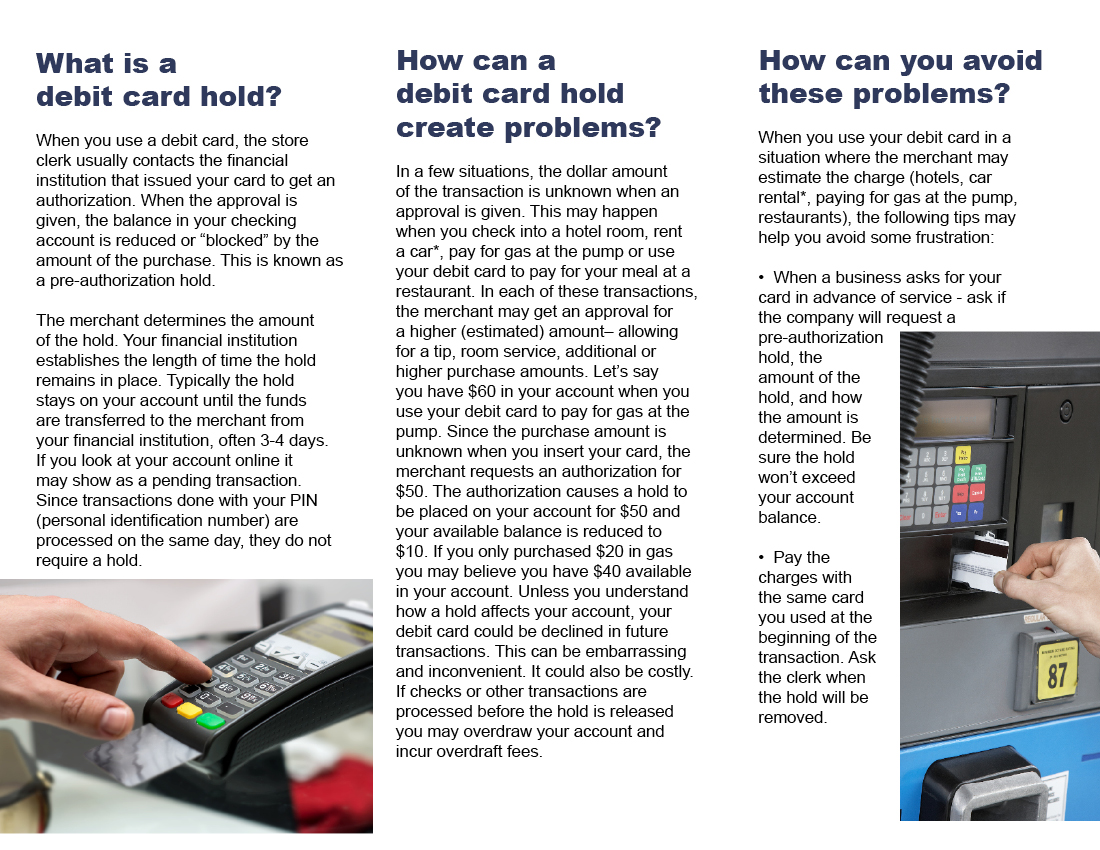 Brochure explaining Debit Card Hold